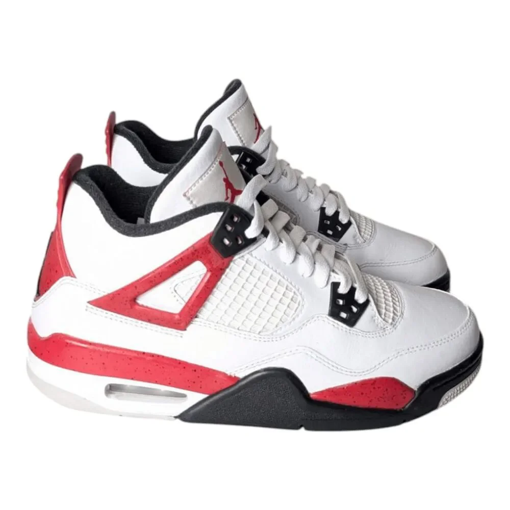 NIKE Air Jordan 4 Retro 'Red Cement' Sneakers Size 7Y/W8.5